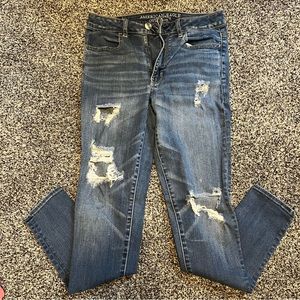 American Eagle High Rise Jegging Distressed Denim Jeans - Size 6 Regular